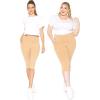 imageSTRETCH IS COMFORT Women and Plus Size High Waist Biker Shorts Full and Knee Length Leggings with PocketBeige