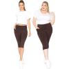 imageSTRETCH IS COMFORT Women and Plus Size High Waist Biker Shorts Full and Knee Length Leggings with PocketBrown