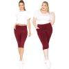 imageSTRETCH IS COMFORT Women and Plus Size High Waist Biker Shorts Full and Knee Length Leggings with PocketBurgundy