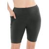 imageSTRETCH IS COMFORT Women and Plus Size High Waist Biker Shorts Full and Knee Length Leggings with PocketCharcoal Gray