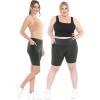 imageSTRETCH IS COMFORT Women and Plus Size High Waist Biker Shorts Full and Knee Length Leggings with PocketCharcoal Gray