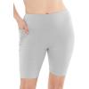imageSTRETCH IS COMFORT Women and Plus Size High Waist Biker Shorts Full and Knee Length Leggings with PocketHeather Gray