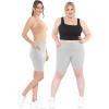 imageSTRETCH IS COMFORT Women and Plus Size High Waist Biker Shorts Full and Knee Length Leggings with PocketHeather Gray