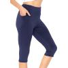 imageSTRETCH IS COMFORT Women and Plus Size High Waist Biker Shorts Full and Knee Length Leggings with PocketNavy Blue