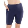 imageSTRETCH IS COMFORT Women and Plus Size High Waist Biker Shorts Full and Knee Length Leggings with PocketNavy Blue