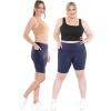 imageSTRETCH IS COMFORT Women and Plus Size High Waist Biker Shorts Full and Knee Length Leggings with PocketNavy Blue