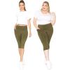 imageSTRETCH IS COMFORT Women and Plus Size High Waist Biker Shorts Full and Knee Length Leggings with PocketOlive Green