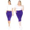 imageSTRETCH IS COMFORT Women and Plus Size High Waist Biker Shorts Full and Knee Length Leggings with PocketPurple