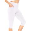 imageSTRETCH IS COMFORT Women and Plus Size High Waist Biker Shorts Full and Knee Length Leggings with PocketWhite