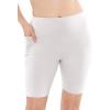 imageSTRETCH IS COMFORT Women and Plus Size High Waist Biker Shorts Full and Knee Length Leggings with PocketWhite