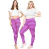 imageSTRETCH IS COMFORT Womens Plus Size Knee ampamp Full Length Leggings  XLarge  7XPink Purple Stripes