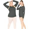 imageSTRETCH IS COMFORT Womens and Plus Oh So Soft Long Sleeve Crew Neck Top  Small  3XCharcoal Gray