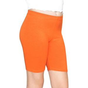 imageSTRETCH IS COMFORT Girls Cotton Biker Shorts and Cartwheel Shorts  Two Lengths to Choose from  Size 414Orange