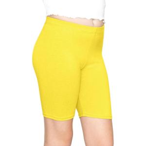 imageSTRETCH IS COMFORT Girls Cotton Biker Shorts and Cartwheel Shorts  Two Lengths to Choose from  Size 414Yellow
