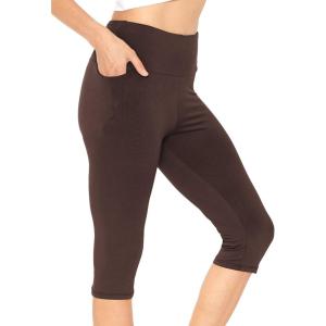imageSTRETCH IS COMFORT Women and Plus Size High Waist Biker Shorts Full and Knee Length Leggings with PocketBrown