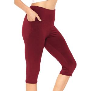 imageSTRETCH IS COMFORT Women and Plus Size High Waist Biker Shorts Full and Knee Length Leggings with PocketBurgundy