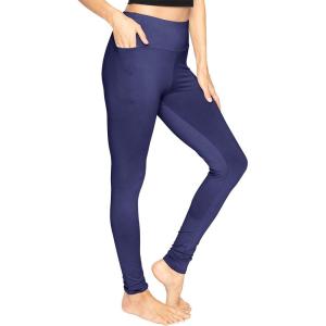 imageSTRETCH IS COMFORT Women and Plus Size High Waist Biker Shorts Full and Knee Length Leggings with PocketNavy Blue