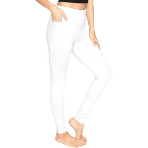 imageSTRETCH IS COMFORT Women and Plus Size High Waist Biker Shorts Full and Knee Length Leggings with PocketWhite