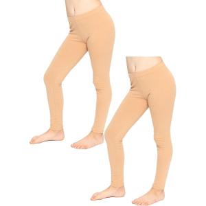 imageGirls 2 Pack Oh So Soft Footless Leggings  Stretchy  Size 214  Made in USABeige  Beige