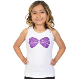 imageSTRETCH IS COMFORT Girls COTTON Mermaid Seashell Sparkly Ariel Tank White and Purple XLarge