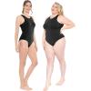 imageSTRETCH IS COMFORT Womens and Plus Oh So Soft High Neck Bikini Leotard Bodysuit with Snap ClosureBlack
