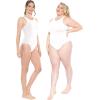 imageSTRETCH IS COMFORT Womens and Plus Oh So Soft High Neck Bikini Leotard Bodysuit with Snap ClosureWhite