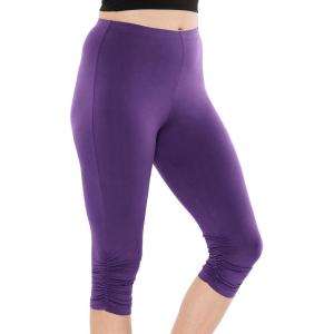 imageWomens and Plus Oh So Soft Knee Length Cuff Ruched Leggings  S3XLPurple
