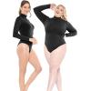 imageSTRETCH IS COMFORT Womens and Plus Oh So Soft Long Sleeve Mock Neck Bodysuit with Snap ClosureBlack