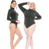 imageSTRETCH IS COMFORT Womens and Plus Oh So Soft Long Sleeve Mock Neck Bodysuit with Snap ClosureCharcoal Gray