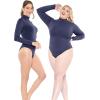 imageSTRETCH IS COMFORT Womens and Plus Oh So Soft Long Sleeve Mock Neck Bodysuit with Snap ClosureNavy Blue