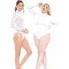 imageSTRETCH IS COMFORT Womens and Plus Oh So Soft Long Sleeve Mock Neck Bodysuit with Snap ClosureWhite