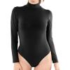 imageSTRETCH IS COMFORT Womens and Plus Oh So Soft Long Sleeve Mock Neck Bodysuit with Snap ClosureBlack
