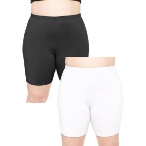 imageSTRETCH IS COMFORT Womens Biker and Knee Length Leggings  2 Pack  S  7XBlack  White