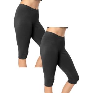 imageSTRETCH IS COMFORT Womens Biker and Knee Length Leggings  2 Pack  S  7XBlack