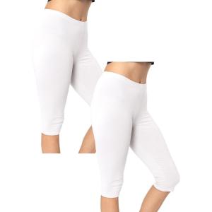 imageSTRETCH IS COMFORT Womens Biker and Knee Length Leggings  2 Pack  S  7XWhite