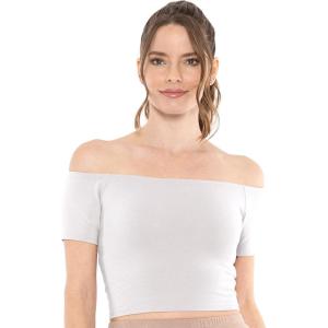 imageWomens and Plus Cotton Off The Shoulder Crop Top Short Sleeve Cropped Tee