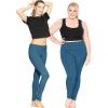 imageSTRETCH IS COMFORT Womens Cotton Foldover Full Length Leggings Teal Large