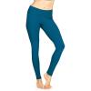 imageSTRETCH IS COMFORT Womens Cotton Foldover Full Length Leggings Teal Large