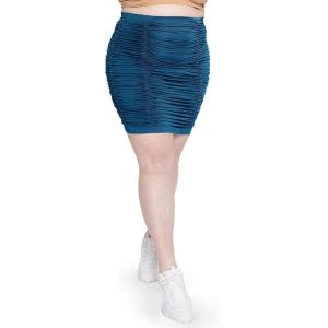 imageSTRETCH IS COMFORT Womens Ruched Pencil Knee Length Skirt Teal 2X