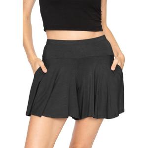 imageSTRETCH IS COMFORT Womens and Plus Size Flowy Wide Leg Shorts with Pockets  S5XBlack