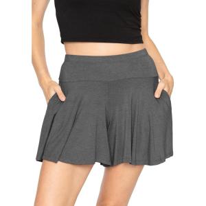 imageSTRETCH IS COMFORT Womens and Plus Size Flowy Wide Leg Shorts with Pockets  S5XCharcoal Gray