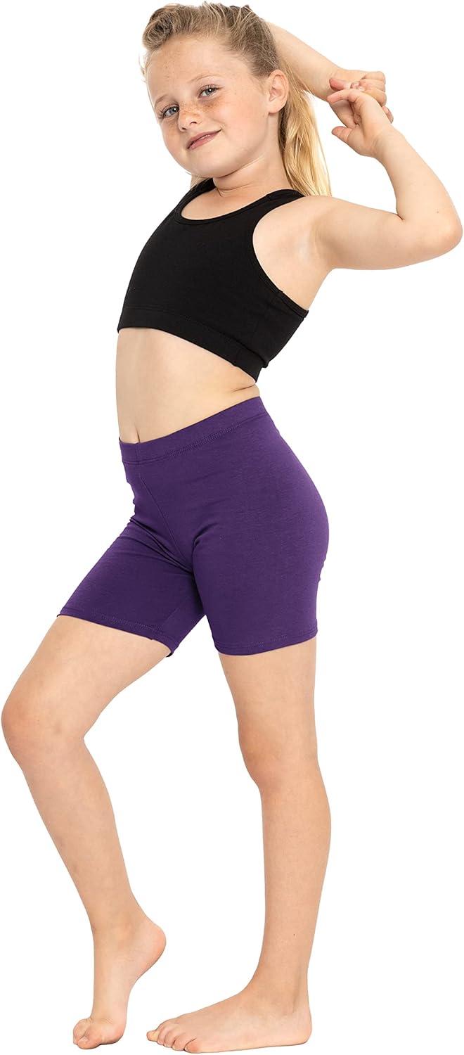 imageGirls Cotton Biker Shorts 3 Pack Purple Large