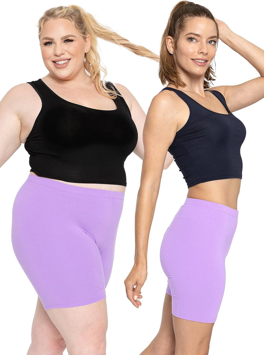 imageSTRETCH IS COMFORT Womens Cotton Bike Shorts Lavender Large