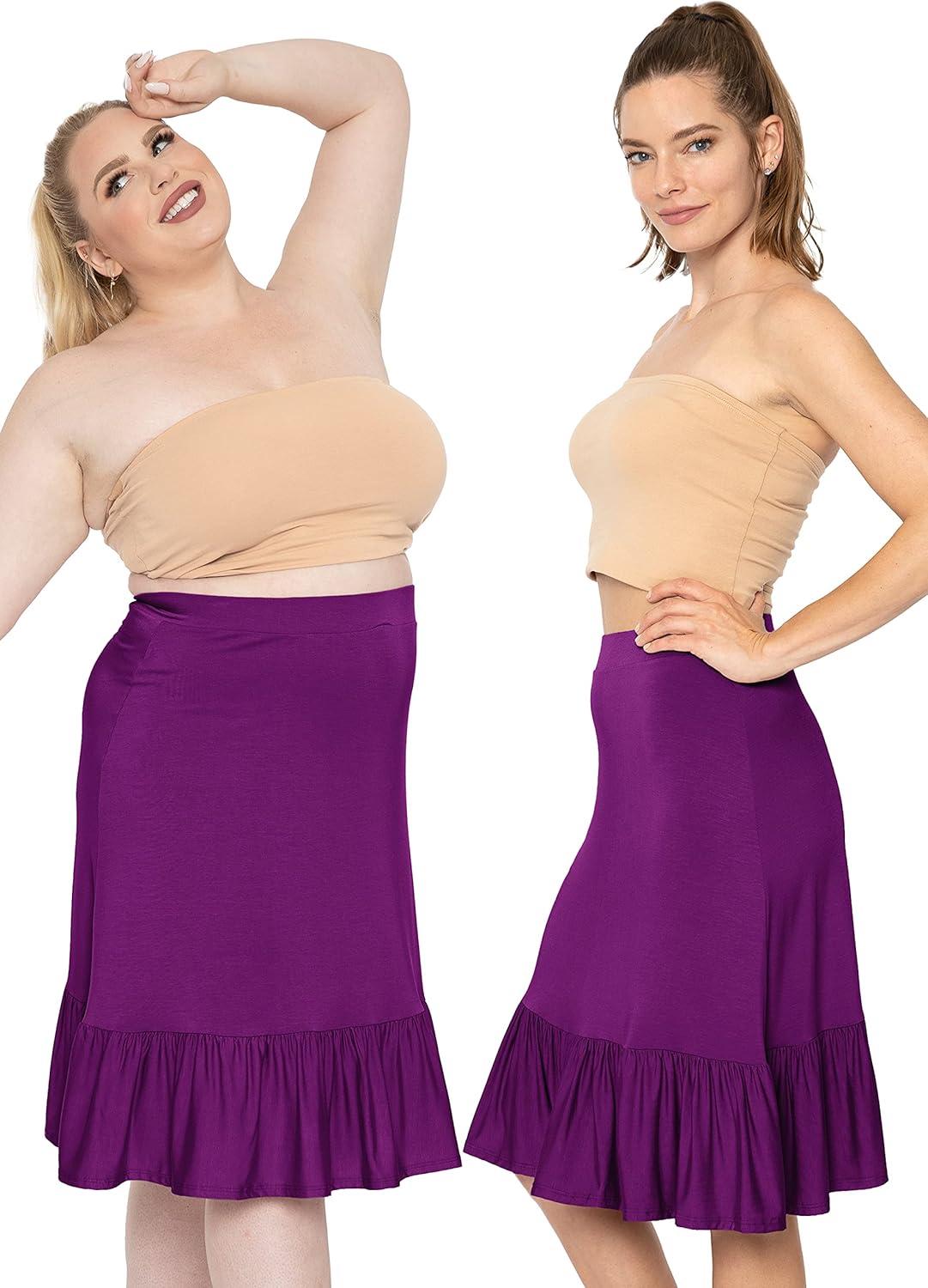 imageSTRETCH IS COMFORT Womens Mermaid Ruffle Midi Skirt Purple XLarge