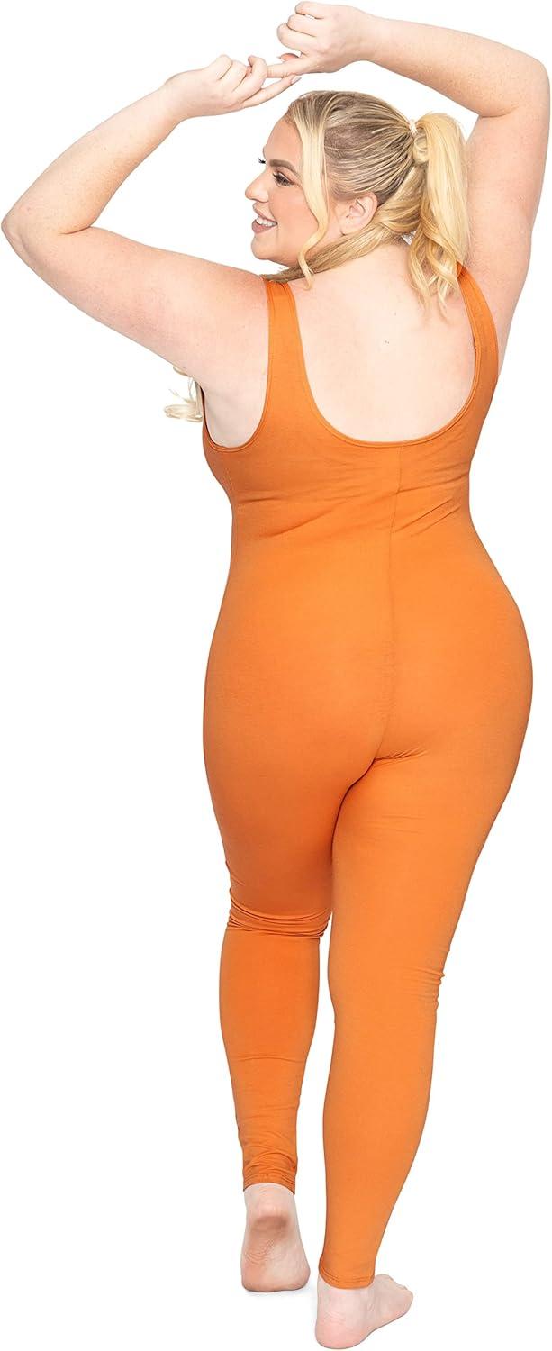 imageSTRETCH IS COMFORT Womens Plus Size Cotton Tank Unitard Orange 2X