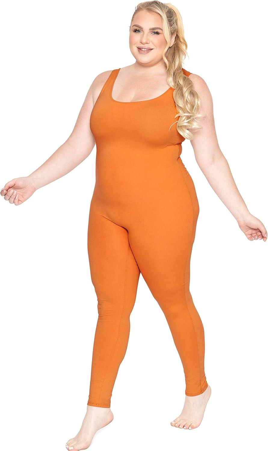 imageSTRETCH IS COMFORT Womens Plus Size Cotton Tank Unitard Orange 2X