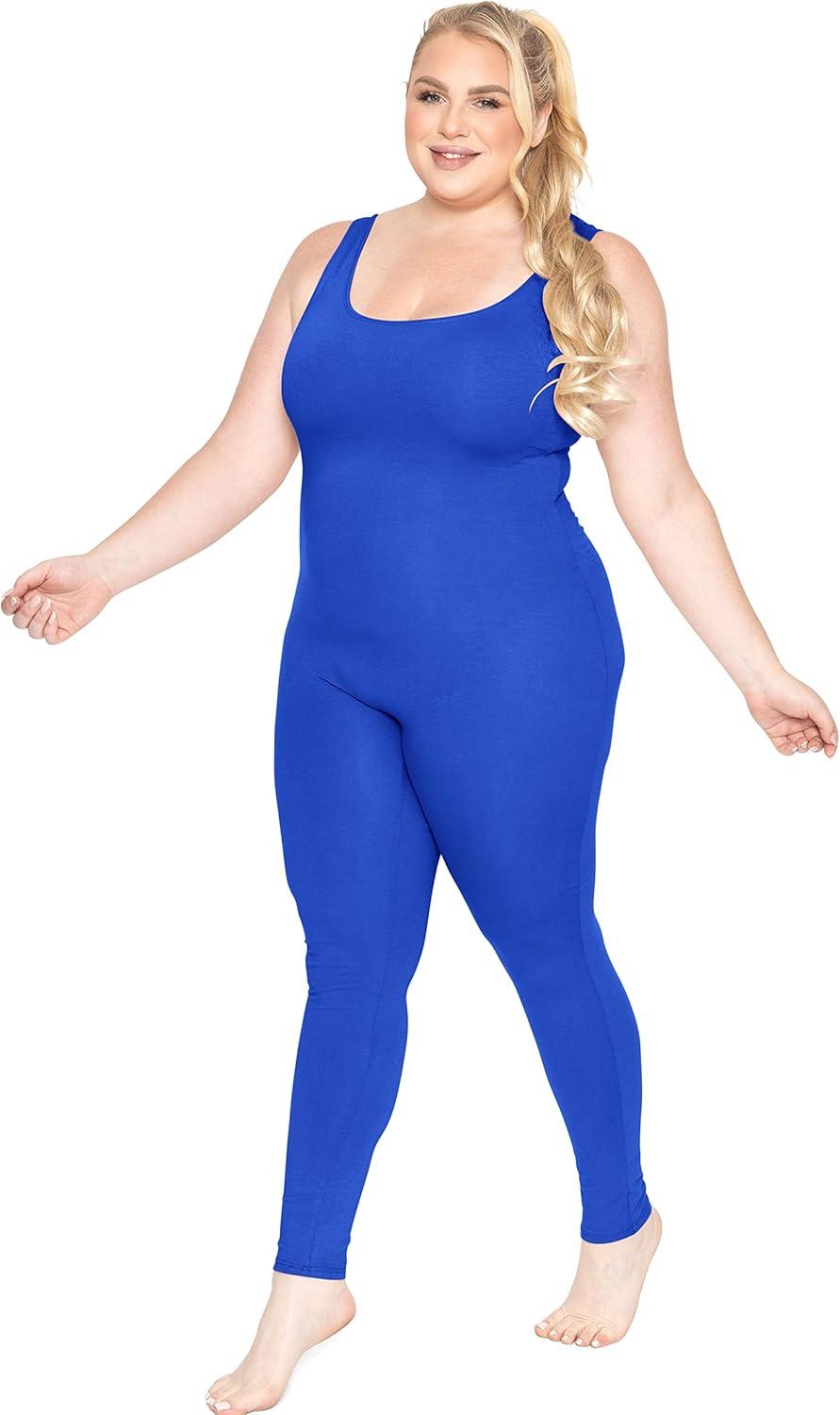 imageSTRETCH IS COMFORT Womens Plus Size Cotton Tank Unitard Royal Blue XLarge
