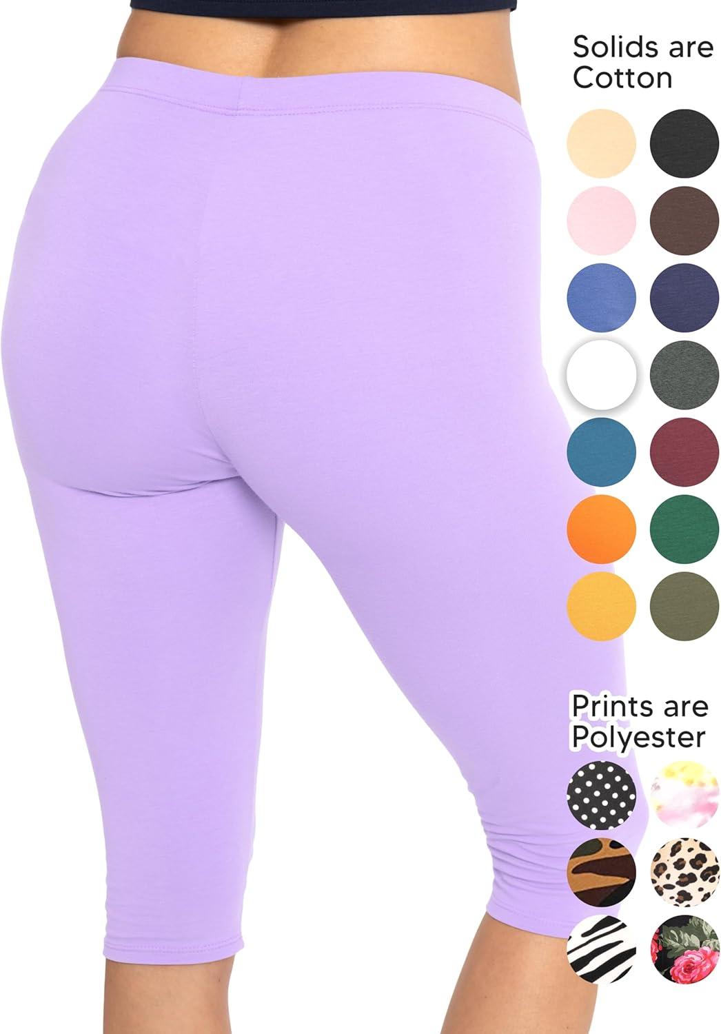 imageStretch is Comfort Womens Knee Length Leggings Lavender Large