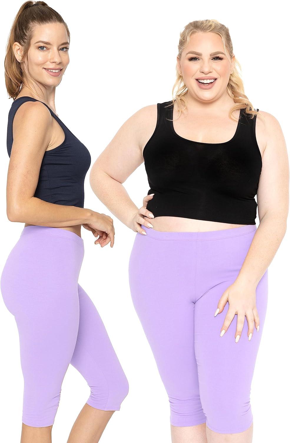 imageStretch is Comfort Womens Knee Length Leggings Lavender Large