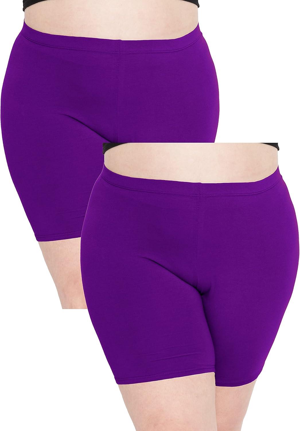 imageStretch is Comfort Womens Pack of 2 DTY Plus Size Bike Shorts Purple 2X